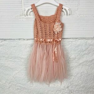 ELLY & EMMY light pink knit tutu floral ribbon baby dress size 6-12 months